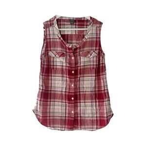 Eddie Bauer Sleeveless Button Down Flannel Top Sz XS